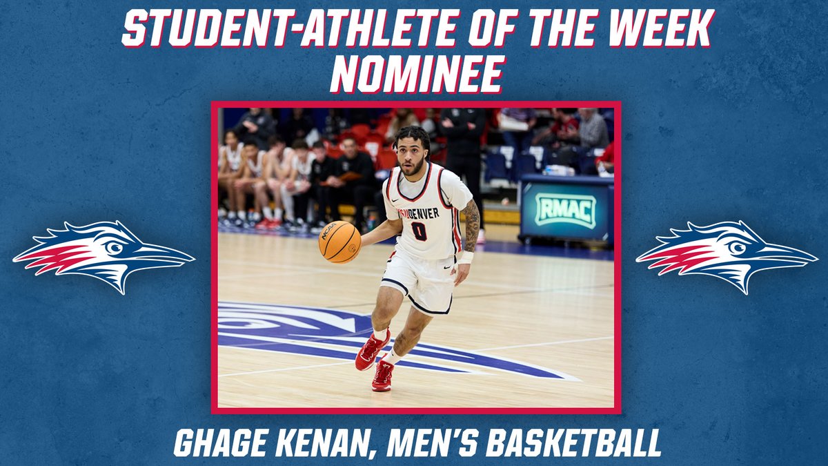 The final Student-Athlete of the Week nominee is <a href="/MSUDenverMBB/">MSU Denver Men's Basketball</a>'s Ghage Kenan!

Ghage put in a steady performance for the Roadrunners this weekend at Chadron State, remaining a constant force on both ends of the court 💪😤

#GetRowdy🔴🔵