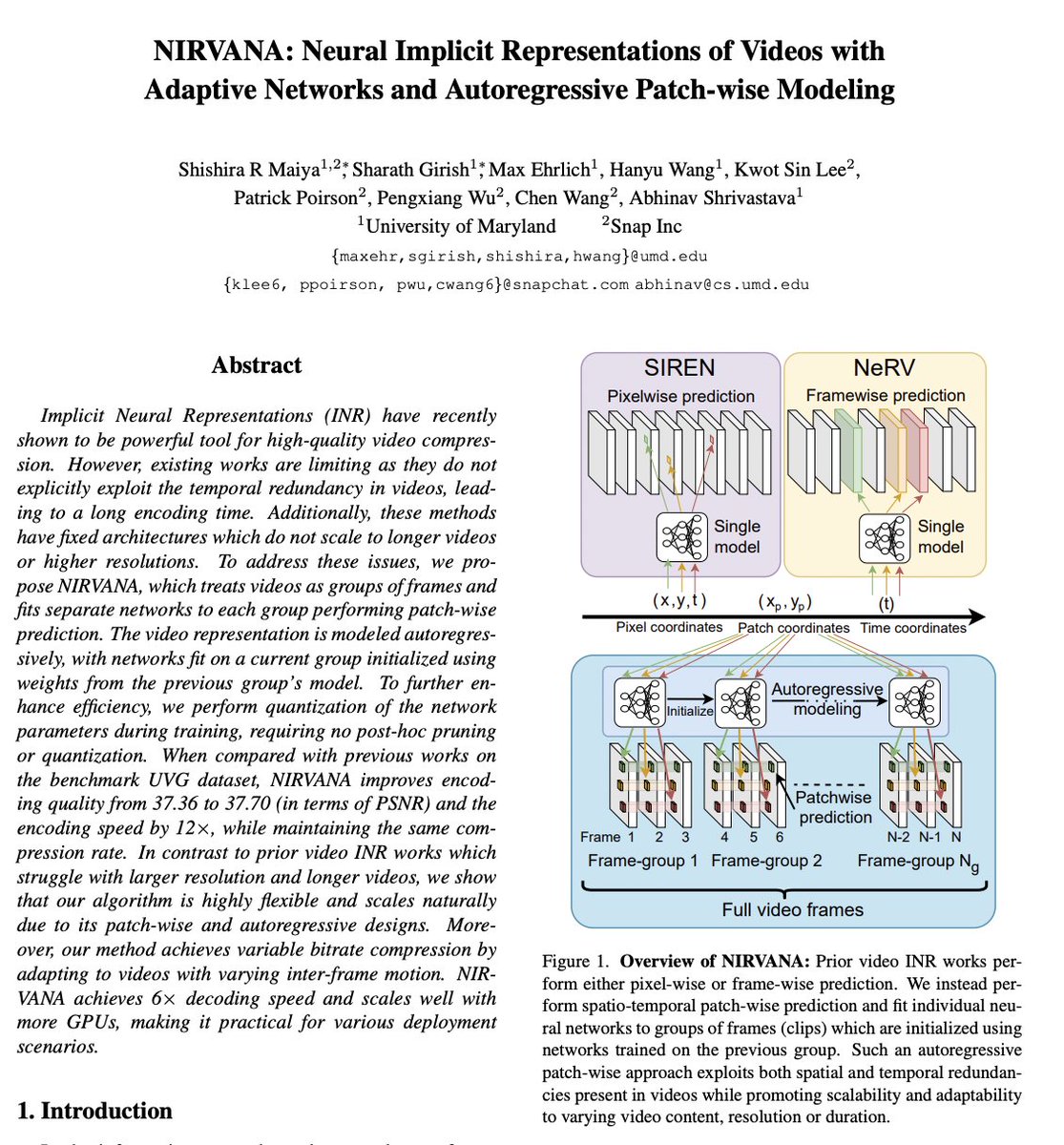 _akhaliq's tweet image. NIRVANA: Neural Implicit Representations of Videos with Adaptive Networks and Autoregressive Patch-wise Modeling
abs: arxiv.org/abs/2212.14593