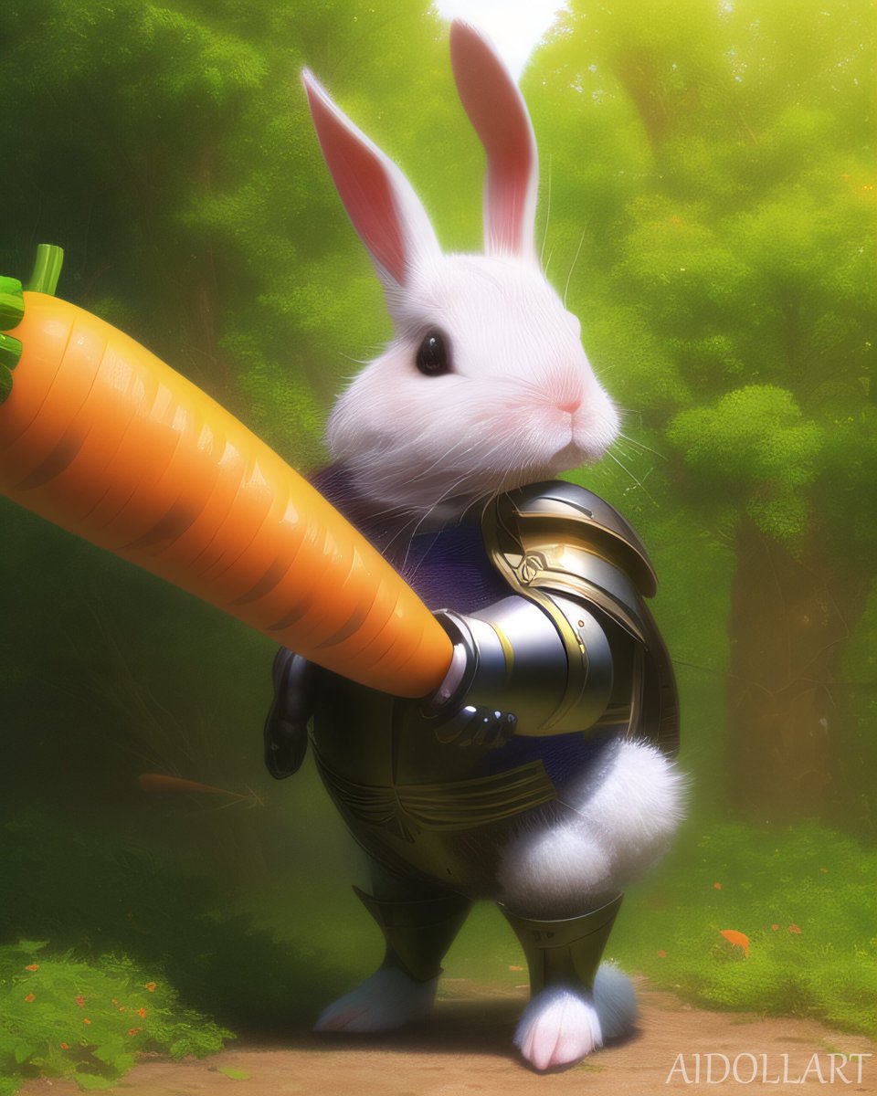 Sir Frank, bravest of the bunny knights, would never enter battle without his trusty carrot.

#aianimal #aianimals #aianimalart #animalart #animallovers #animalkingdom #bunny #bunnygram #bunnybunny #bunnyrabbit #bunnyknight #carrotknight #carrotknights #fantasyart #braveknight