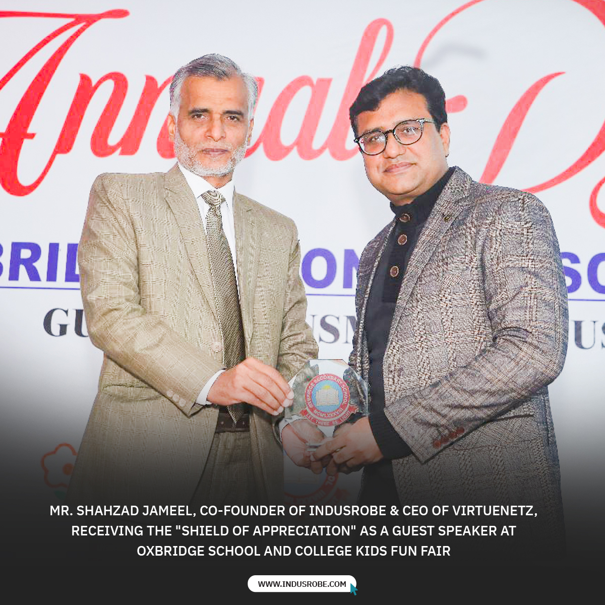 indusrobe's tweet photo. IndusRobe presented special gift hampers to recognize young talent's dedication and hard work.
As a Special Guest Speaker, Mr. Shahzad Jameel (co-founder of IndusRobe &amp; CEO of VirtueNetz) was invited by Mr. Ehsan Elahi Bajwa (Principal of the Oxbridge school) for a special event. https://t.co/DkI9RmIOrr