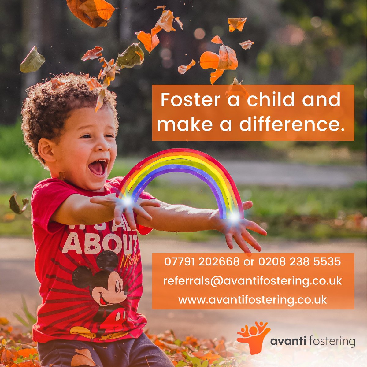 We are looking for new and existing foster carers to keep a child’s future bright. @avantifostering provide all the support you need to foster with us.

Find out more information avantifostering.co.uk contact us on 07791 202668 or email us at referrals@avantifostering.co.uk.