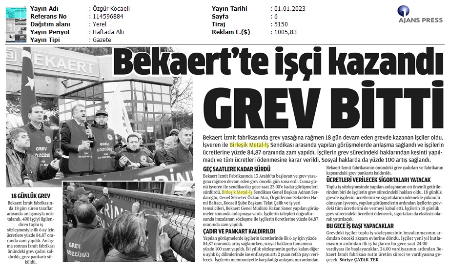 BirlesikMetal's tweet photo. Basında #Bekaert #Grevimiz
#GREV yasağına rağmen #Bekaert işçisi KAZANDI.
Kazananlar hep mücadele edenler olmuştur.
#YaşasınÖrgütlüMücadelemiz https://t.co/m9lrAVJexX