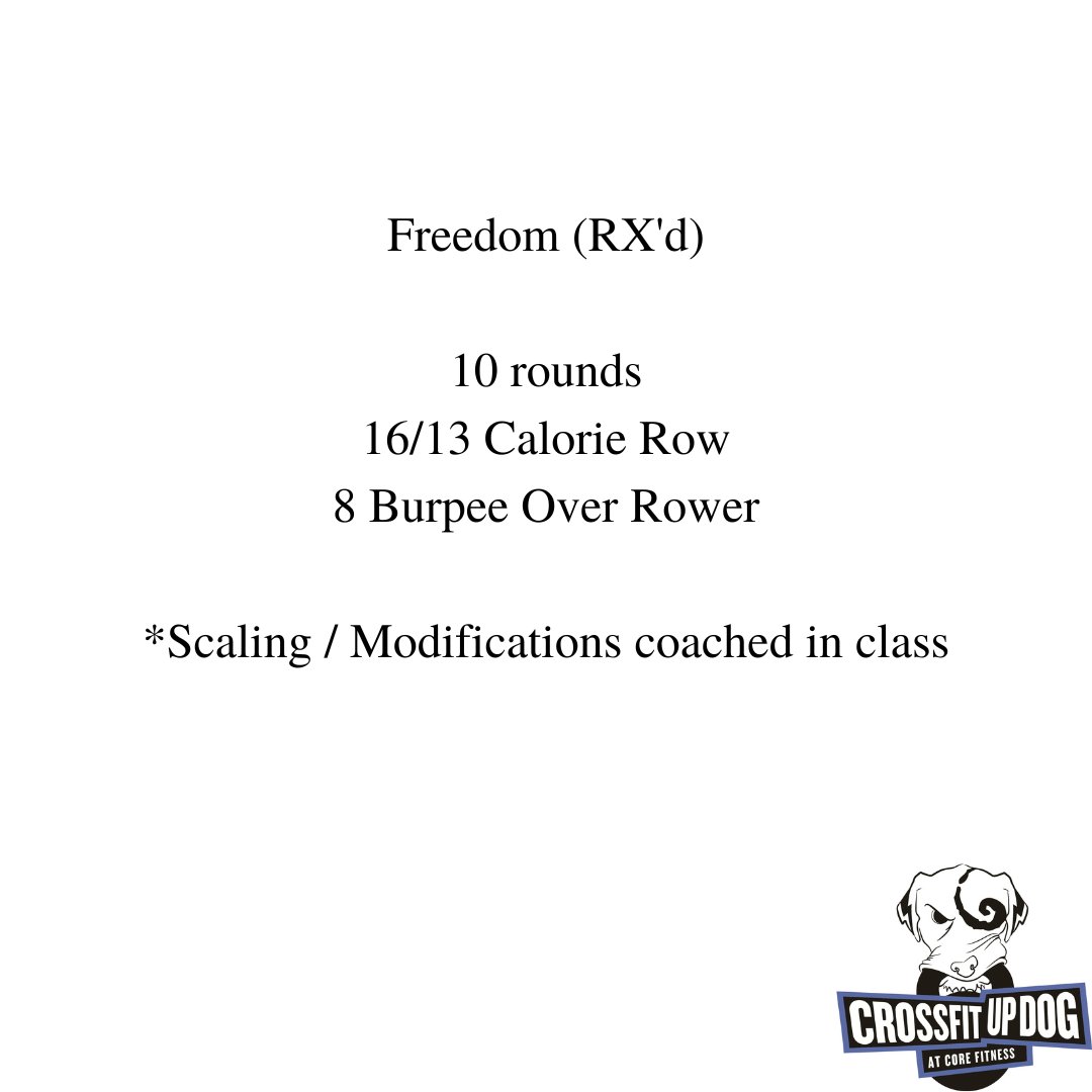 CrossFitUpDog's tweet photo. Mon, 01.02.23

Freedom (RX'd)

10 rounds
16/13 Calorie Row
8 Burpee Over Rower

*Scaling / Modifications coached in class

#crossfitupdog
#myrtlebeachcrossfit
#myrtlebeach
#crossfit
#communityworkouts
#socialfitness
#mayhemaffiliate https://t.co/RbLcDJ4YS9