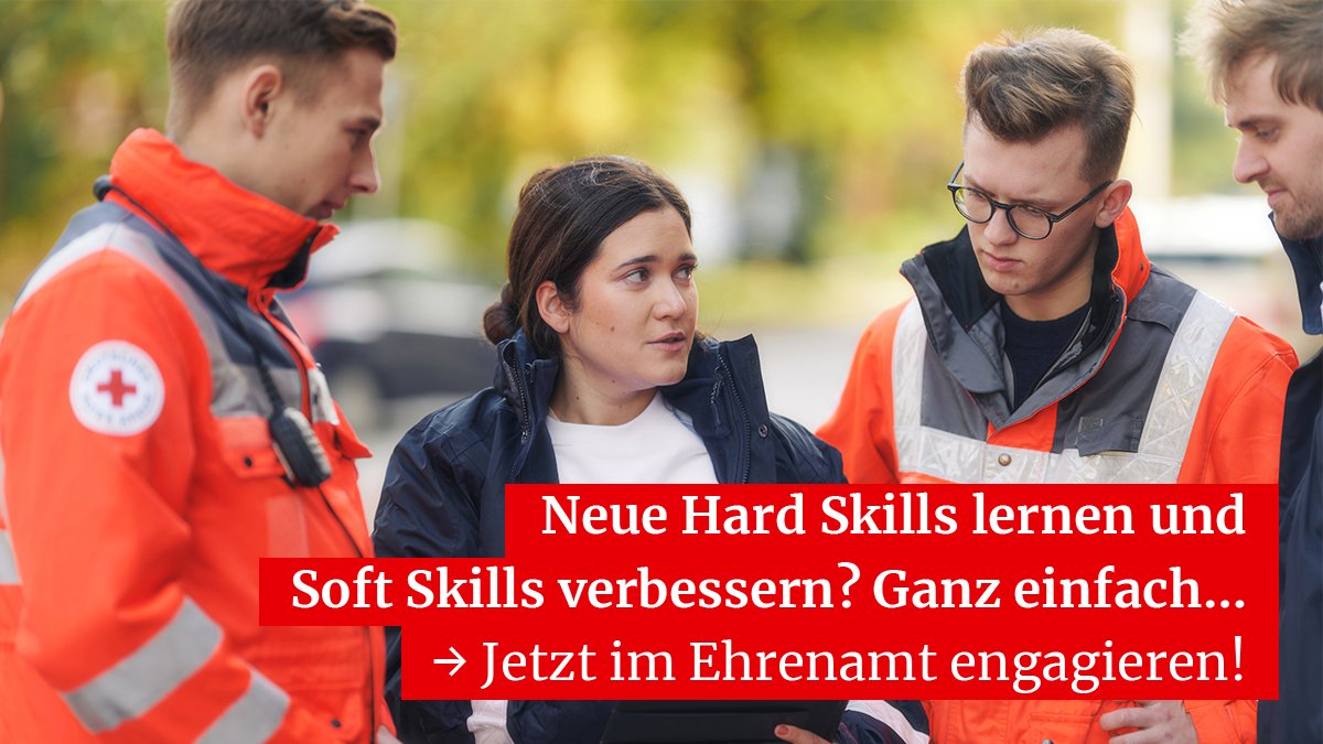 Teamfähigkeit, Kommunikationsstärke, Analytisches Denken, Flexibilität usw. usw. usw. 

🎓 Du möchtest all diese Soft Skills verbessern u. dabei noch deine Hard Skills/Fachkompetenzen im Beruf steigern? Das geht mit einem Ehrenamt beim #DRK!

Mehr unter 👉drk.de/ehrenamt