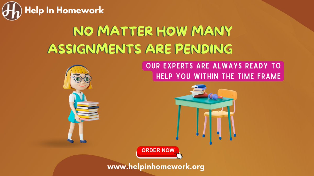 HelpinHomework's tweet image. Best quality assignment help that is bound to leave you in awe.
We at HelpInHomework deliver assignments with nothing less than perfection.
For more information visit:
helpinhomework.org
#assignmentshelp #homeworkhelp #helpinhomework #expertwriter #Thesis #ontimedelivery
