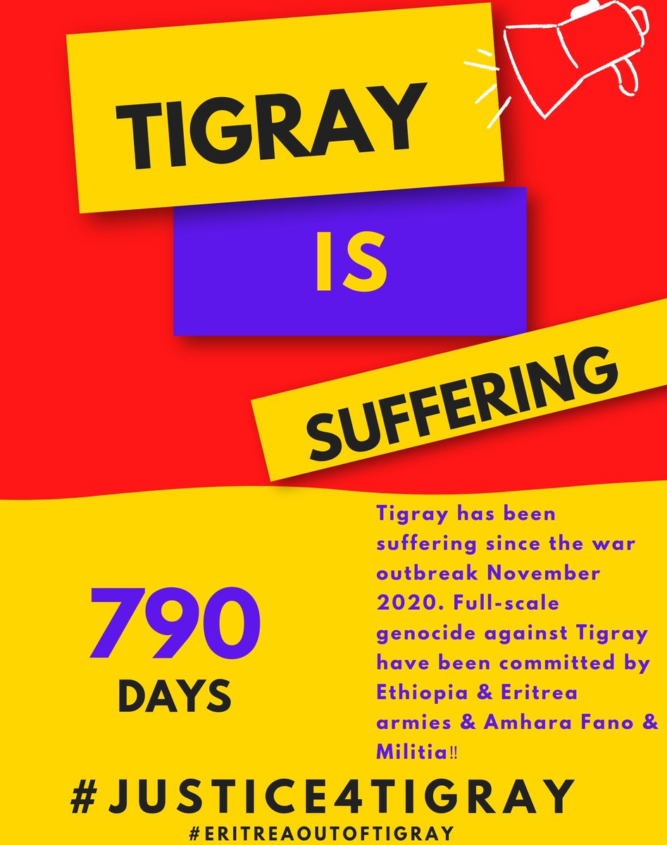 Hiwitigraweti's tweet photo. @WhiteHouse, Today Tigray conflict hits 790days. However
📌 TIGRAY is not still fully free
📌 Accountability is yet to deliver
📌 Unfettered access is yet to be allowed
📌 Withdrawal of #EritreaOutOfTigray and #AmharaOutOfTigray isn't yet confirmed.@Hiwitigraweti @fedayithine https://t.co/e5EjuFvzG1