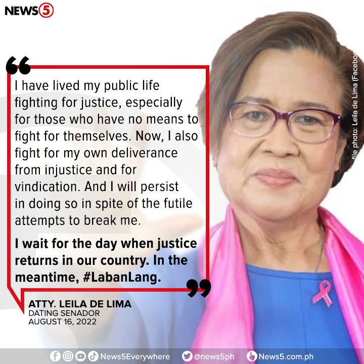 felamag's tweet image. Pinatay na ang mga witnesses sa Bilibid laban sa kanya para patahimikin, kaya wala ng dahilan para manatili pa siyang nakakulong.
#FreeLeilaDeLimaNow #LabanLang