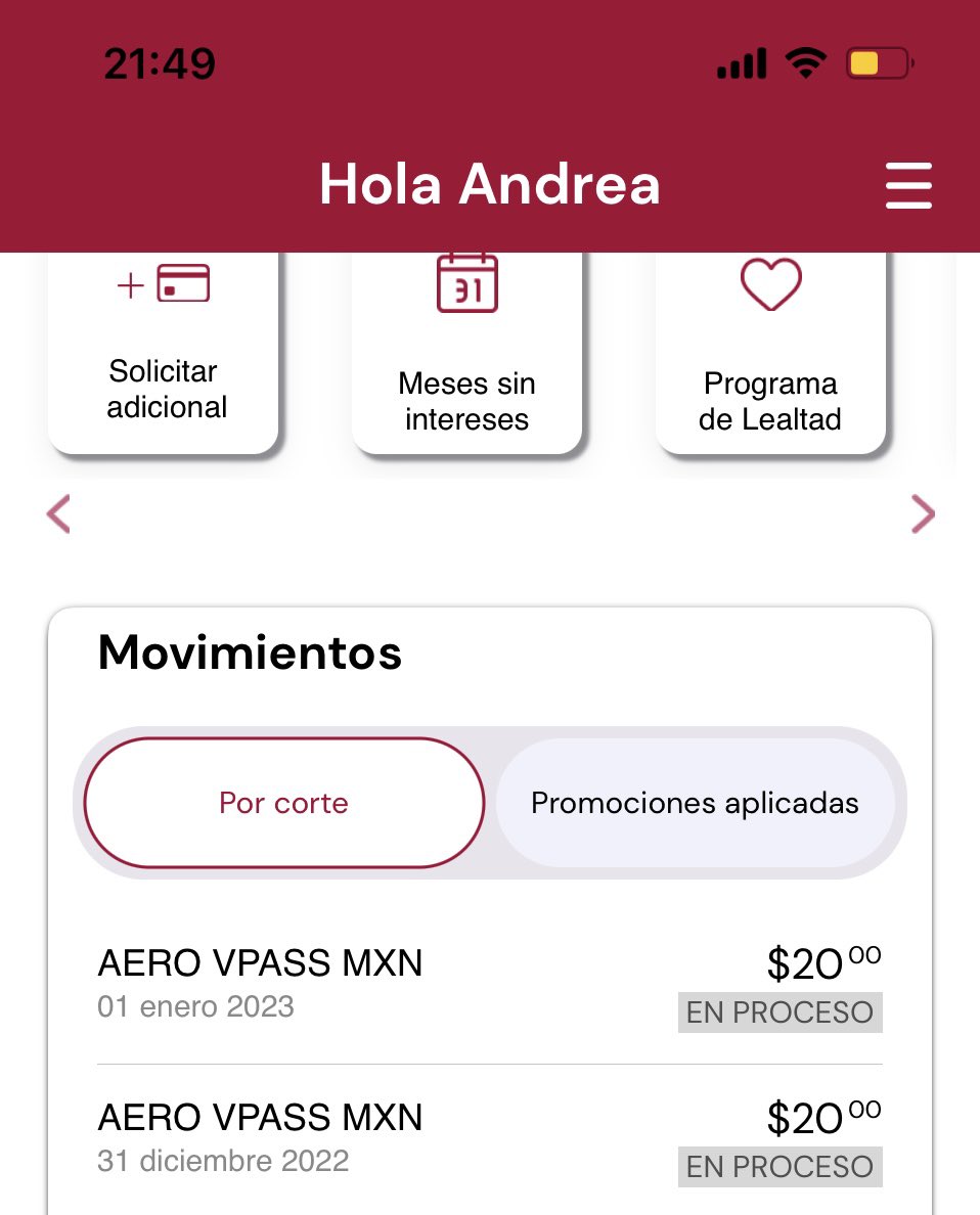 aximena_cabrera's tweet photo. Bien raro, me llegaron dos cargos de 20 pesos de vpass y esos si pasaron, a pesar de tener saldo suficiente en la tarjeta declinaron el pago de mi membresía, @Profeco revisen la situación del vpass, es un engaño para los clientes https://t.co/omOJqfefEc