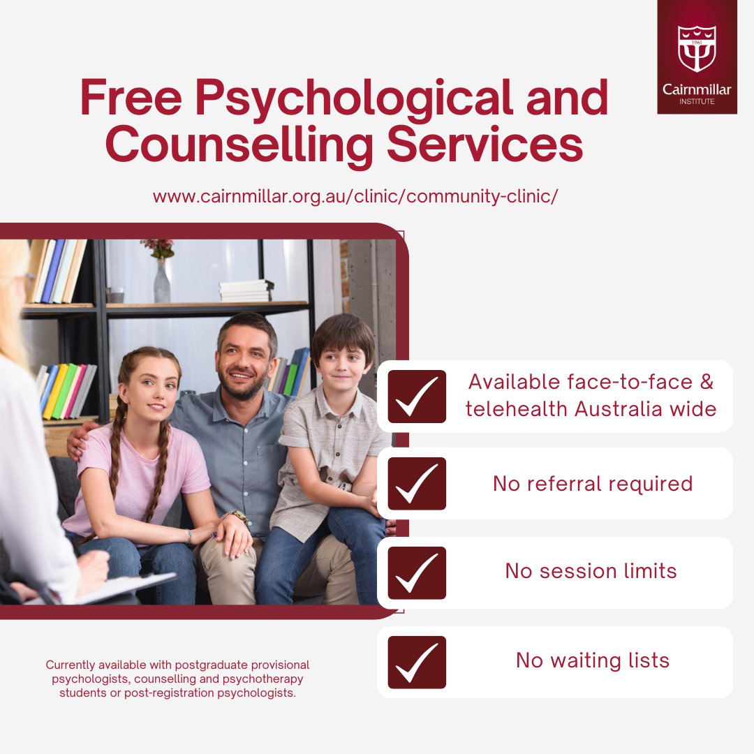 Cairnmillar's tweet image. At our Community Clinics, we welcome patients of all ages – from children to adults. No referral or mental health care plan is necessary. Help us spread the word and share this post with your network. You never know who may need to see it. 
#mentalhealth #mentalhealthmatters