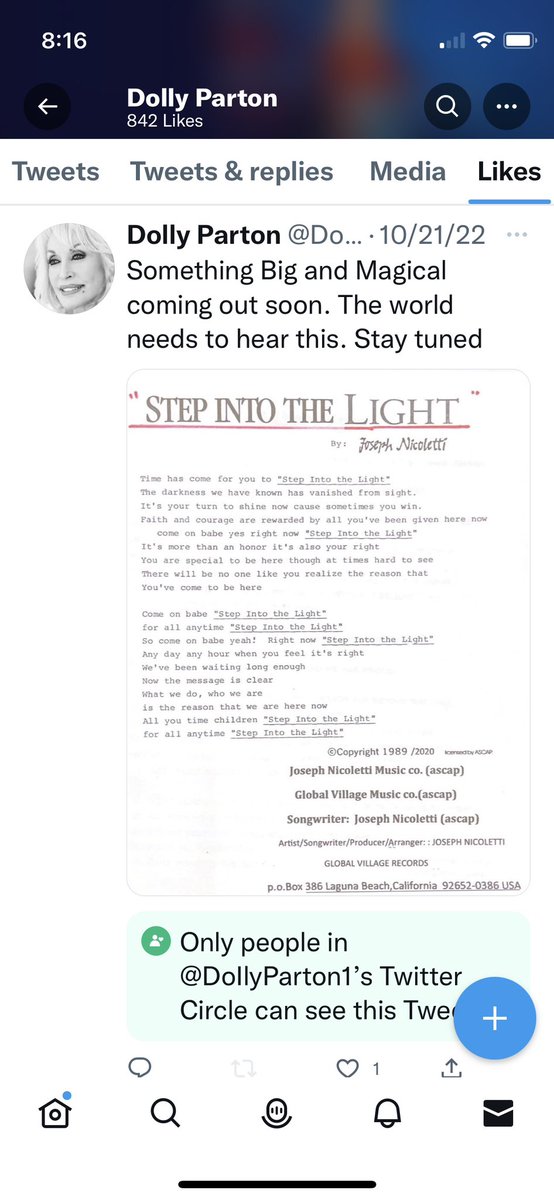 @JanetJackson I dedicate my Song/Recording “ Step into the Light” to you ❤️🙏I think you’ll *Love* It👍Dolly Parton just Endorsed it.Joseph Nicoletti/Global Village Music Co.(ascap) ph 949-632-3338 music-film@att.net ❤️🎼🎸on SoundCloud 🎼🎸 