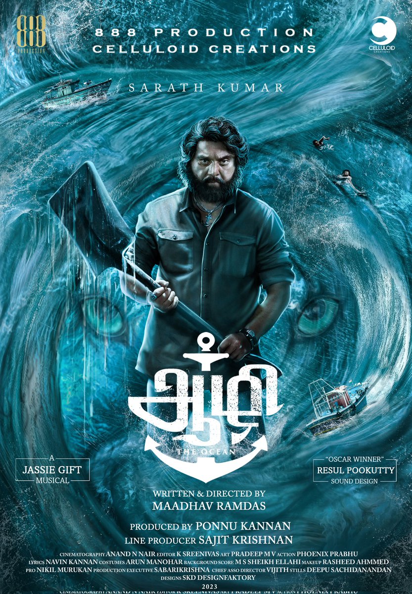 realsarathkumar's tweet photo. Here's the Magnificent First Look of #Aazhi

#ஆழி #TheOcean 

Roaring Soon...

@realsarathkumar @Madhavramadasan #SajitKrishnan @Aazhimovie @888production_ #JassieGift #SreejithRavi #Resulpookutty #Vaiyapuri #ThamaraiSelvi #DevikaSatheesh #IndrajithJagan @onlynikil https://t.co/OwX1RP64Yw
