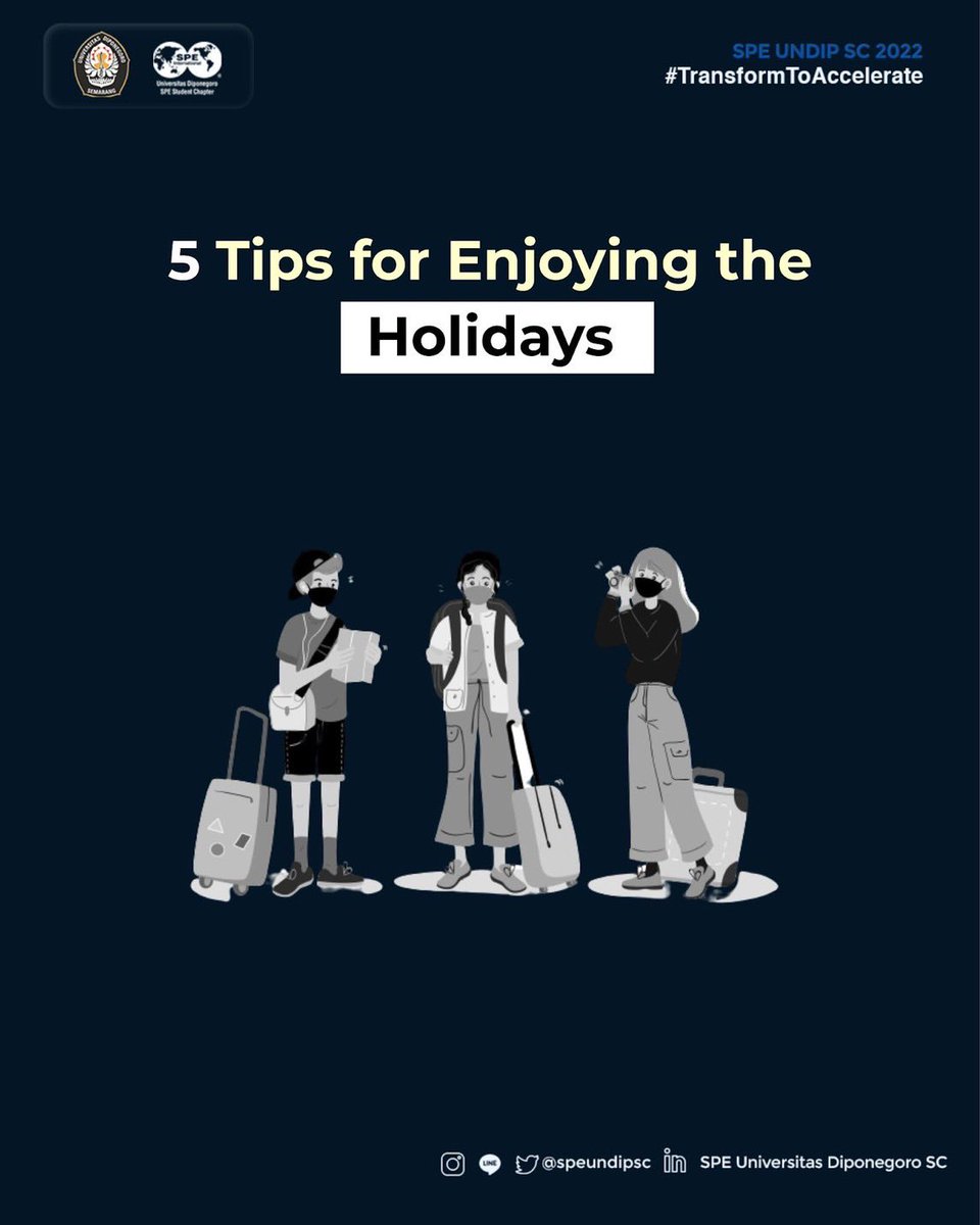 speundipsc's tweet photo. [SPE LIFE PRO TIPS]

Your feelings about the holidays are very personal. They can cause us to feel happy, sad or ambivalent. No matter how you feel, the following tips can help you enjoy the holidays as much as possible.

#SPEUNDIPSC2022
#TransformToAccelerate https://t.co/Yi7D9CXiTM