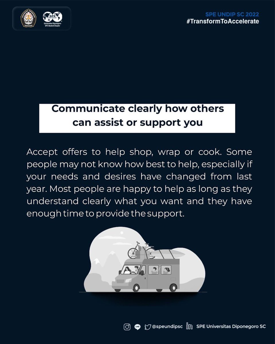 speundipsc's tweet photo. [SPE LIFE PRO TIPS]

Your feelings about the holidays are very personal. They can cause us to feel happy, sad or ambivalent. No matter how you feel, the following tips can help you enjoy the holidays as much as possible.

#SPEUNDIPSC2022
#TransformToAccelerate https://t.co/Yi7D9CXiTM