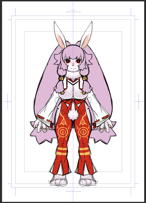 後ろ髪ツインテっぽくしてみたけど、これはちょっとクドいか…?というかシルエットがちょっと面白く無い気がする…? 