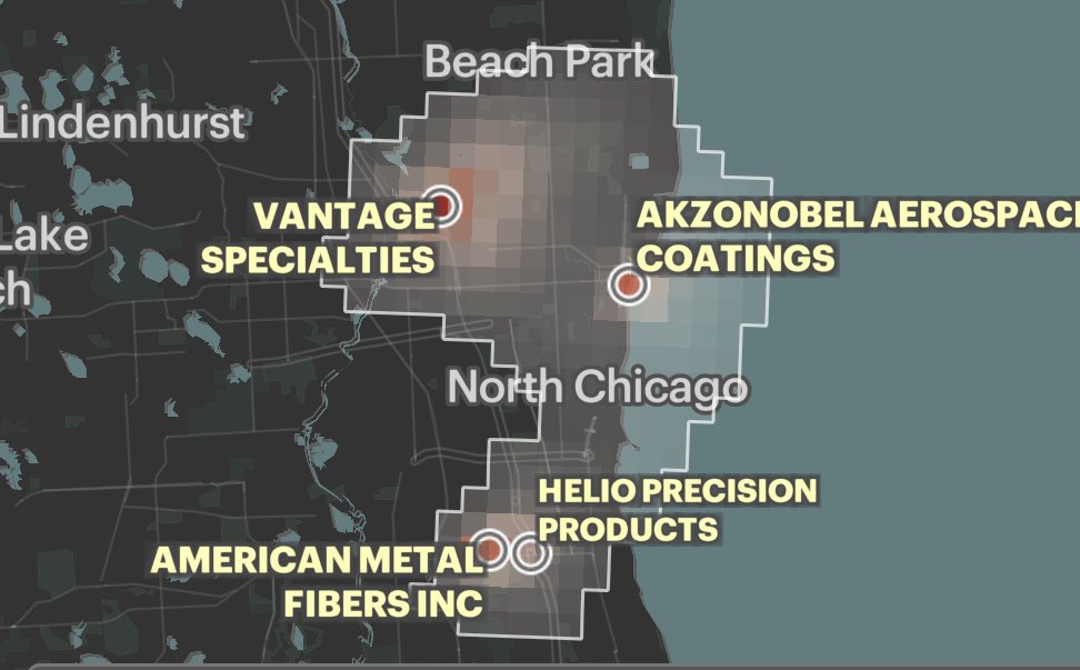 MichaelFromIL's tweet photo. Not a surprise to see that Waukegan air quality is lacking, but really makes concrete how inaction will continue to lead to elevated rates of asthma and cancer. We must work together to #StopETO @StopEtOLC https://t.co/xyBSKaQGE0