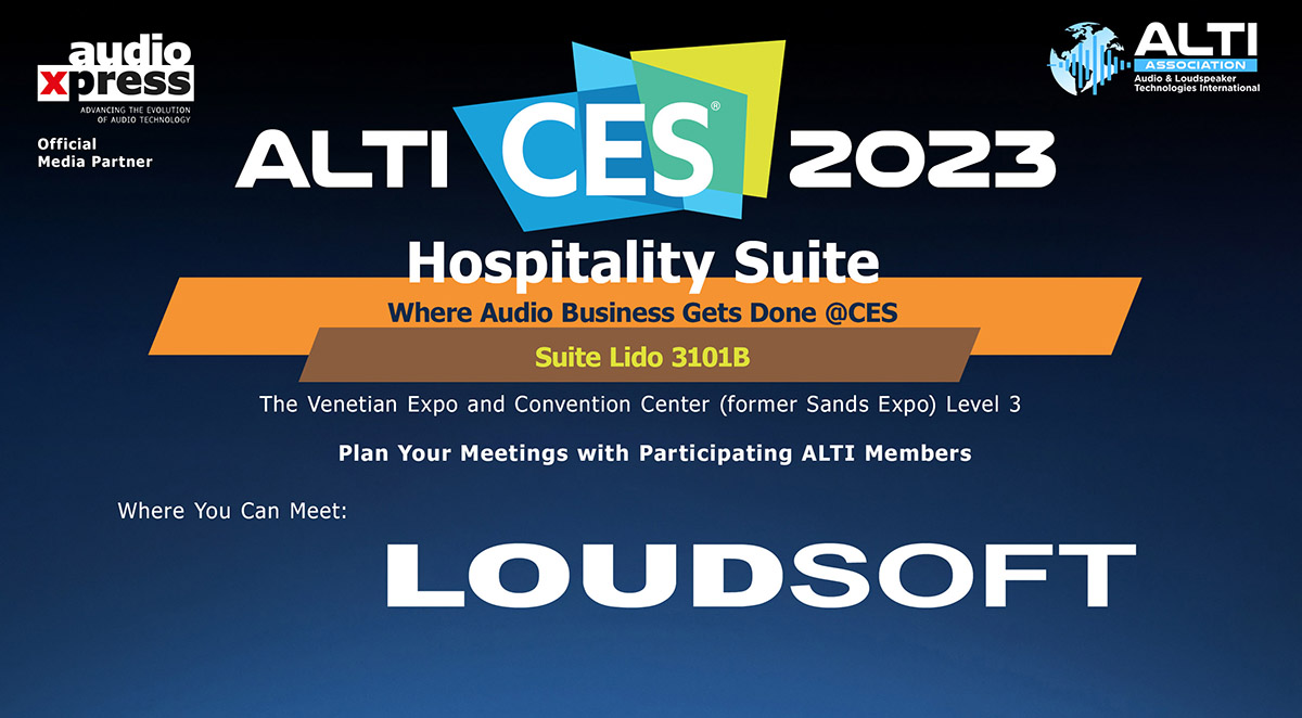 AltiAssociation's tweet photo. Add Loudsoft to Your Schedule at CES2023!
FINE Speaker & Audio Test, Simulation, and Design Systems
Visit the ALTI@CES2023 Hospitality Suite. Where Audio Business Gets Done @CESTech
https://t.co/Bftutt7IFl
#loudspeakermeasurement #audiotest #speakerdesign
#Loudsoft
#ALTIatCES2023 https://t.co/km6iBCKqxn