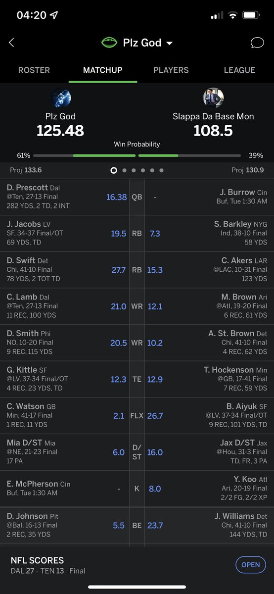 ishowman3's tweet photo. @NFLFantasy Do I win this? Team on the left https://t.co/3tIjeYh9pj
