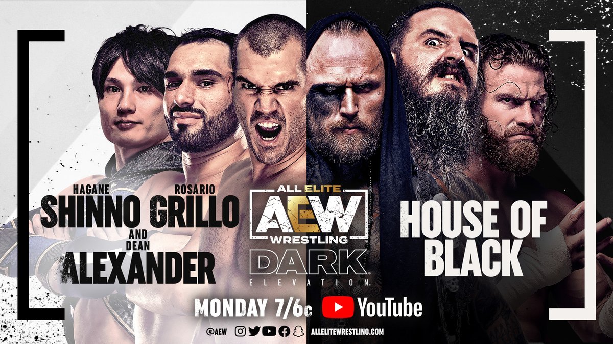 AEW's tweet photo. Watch the first #AEWDarkElevation of 2023 TONIGHT at 7/6c on https://t.co/lBSV4sbfpB to see #HouseOfBlack @malakaiblxck @SNM_Buddy @Brodyxking v @haganemakai, @DeanAlexanderNF+@rgrilloTSF, @wrestlingleva v @TheJuliaHart, @RealJeffJarrett+@TheLethalJay in tag action & much more! https://t.co/ji8OlKJ1YH
