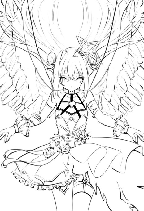 堕天使かなたん描くー 