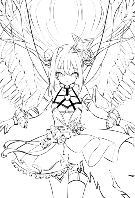 堕天使かなたん描くー 