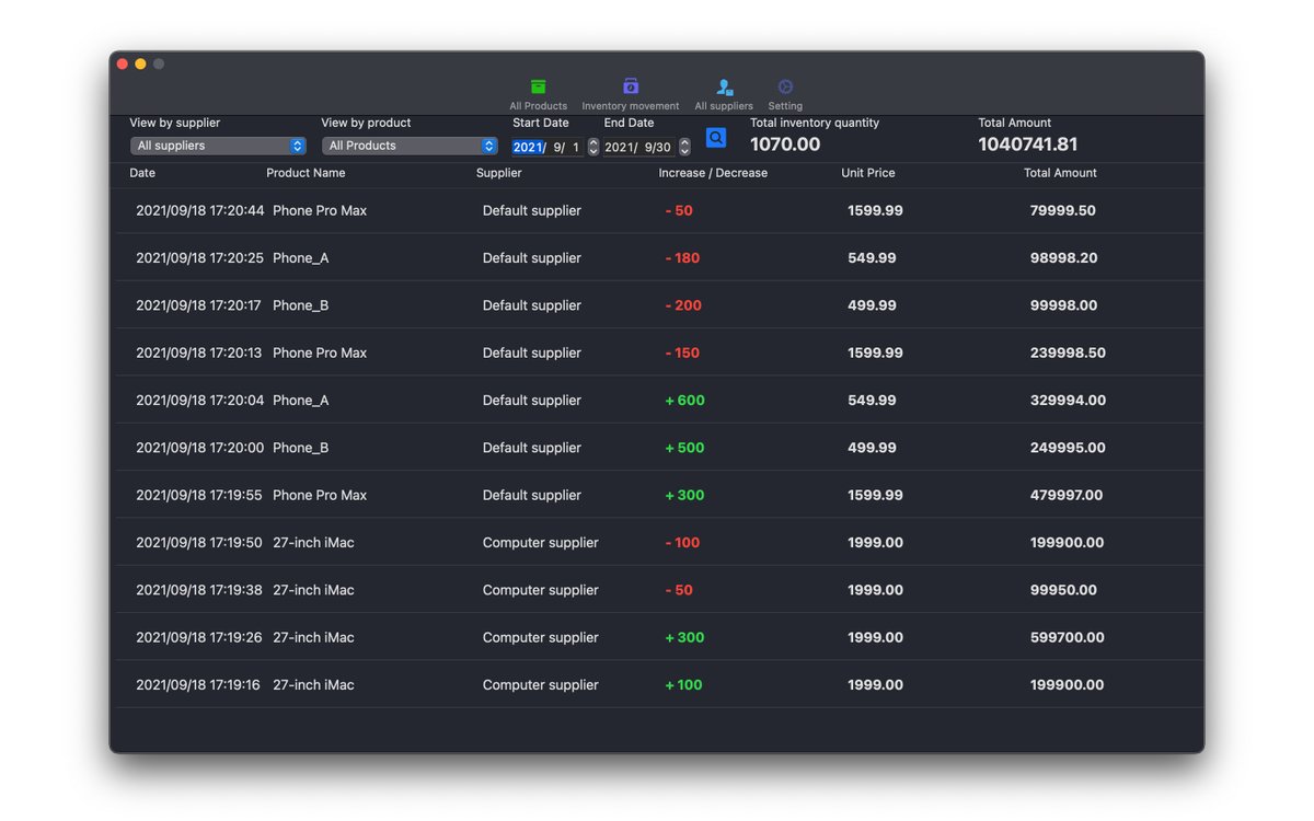 EternalLabsApps's tweet photo. Inventory Storage Management App - Easily record your product inventory changes, product quantity statistics, and total amount statistics.
#storage #inventory #products 
Mac App Store Preview:
https://t.co/ggK9p6SPyQ https://t.co/RcNspyC8uj