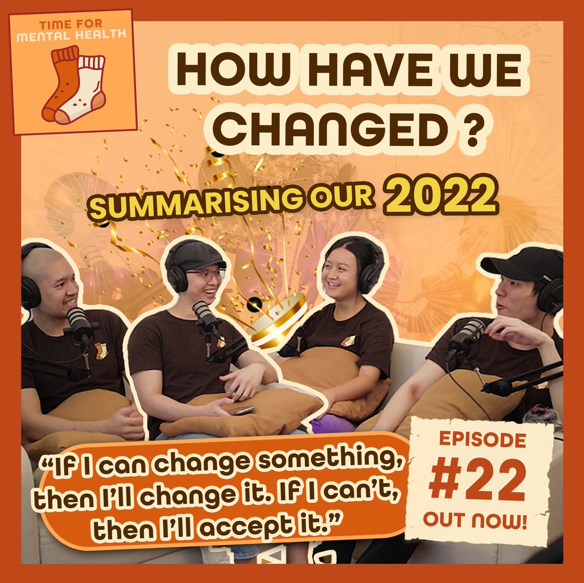huddleofficial's tweet photo. Our last #podcast episode of #2022 is out now!!! 🥳🎉 

Join Viaano, Talya, Nicholas, and Fabian as they question the need for #reflection, #journalling, and #regret, all on this week's #TimeForMentalHealth podcast. 

https://t.co/50eUNfgixJ

#NewYear #NewYear2023 #goodbye2022 https://t.co/BaOst8U1qT