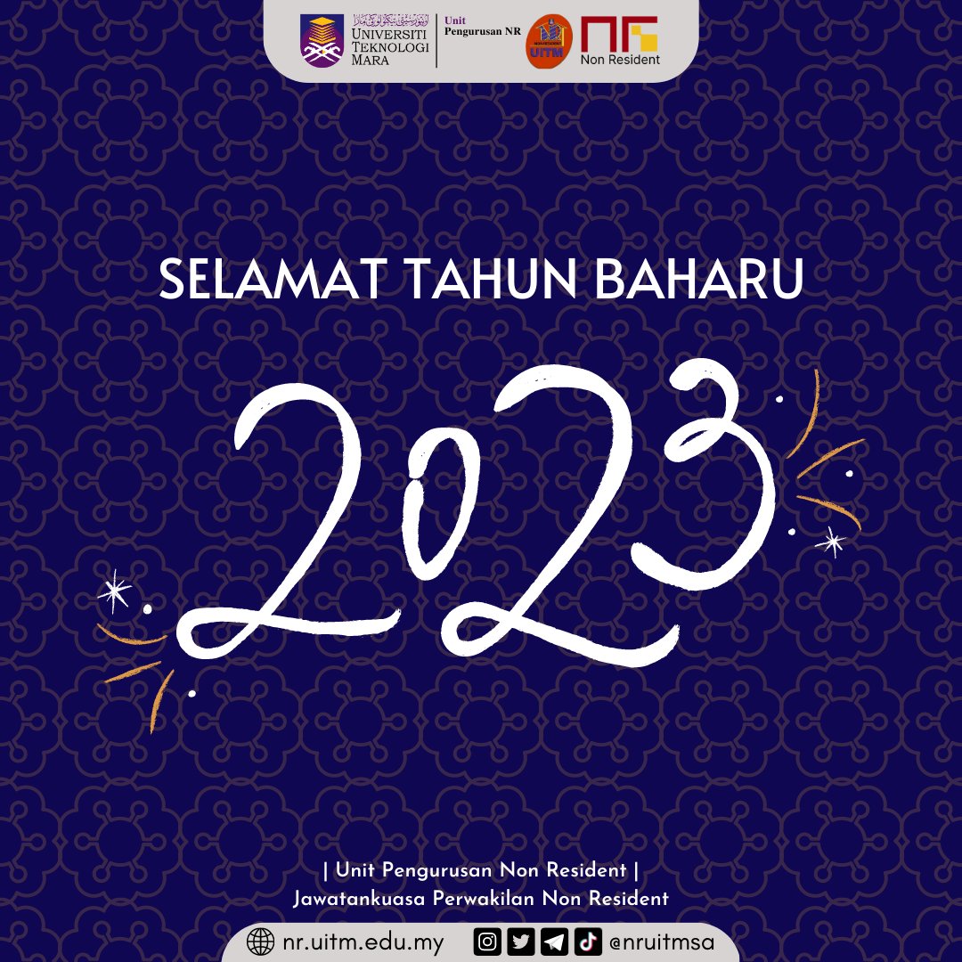 nruitmsa's tweet photo. 🎆SELAMAT TAHUN BAHARU 2023🎆

Semoga tahun baharu ini menjadi lebih baik dari sebelumnya

Ikhlas daripada Unit Pengurusan Non Resident dan Jawatankuasa Perwakilan Non Resident UiTM Shah Alam

#NRUiTMSA
#WeLoveWeCare
#TOMBO https://t.co/njQLeRMWmO