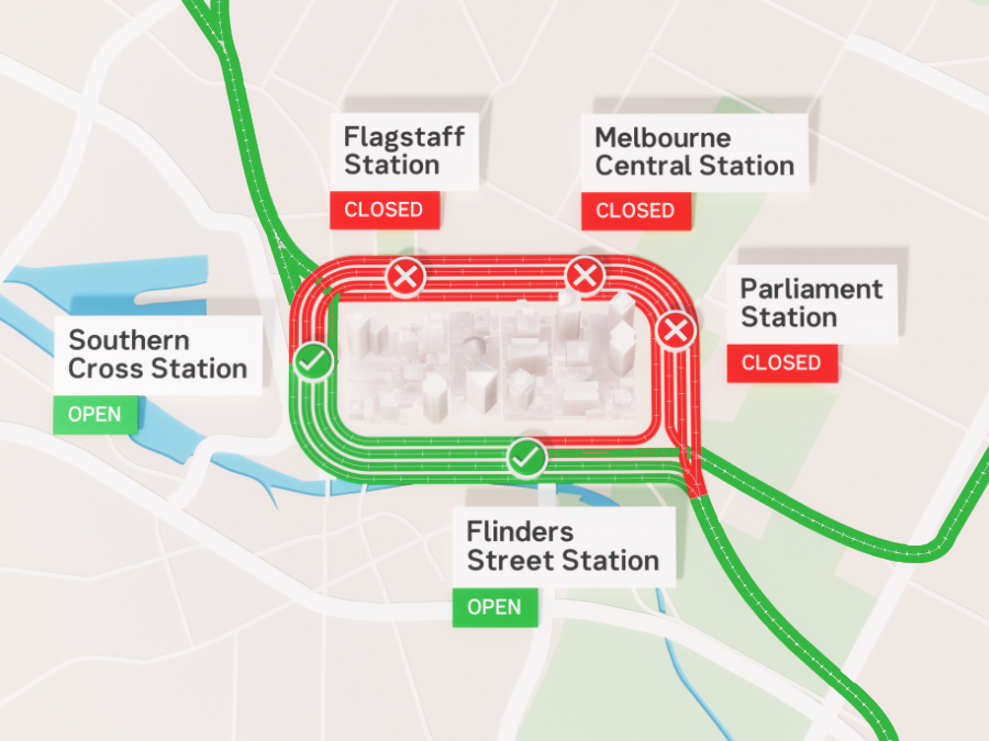 vicsig's tweet photo. Don't worry you can still catch a train from Southern Cross beyond to North Melbourne, or Flinders Street beyond to Jolimont or Richmond. https://t.co/CLbrfiOKam