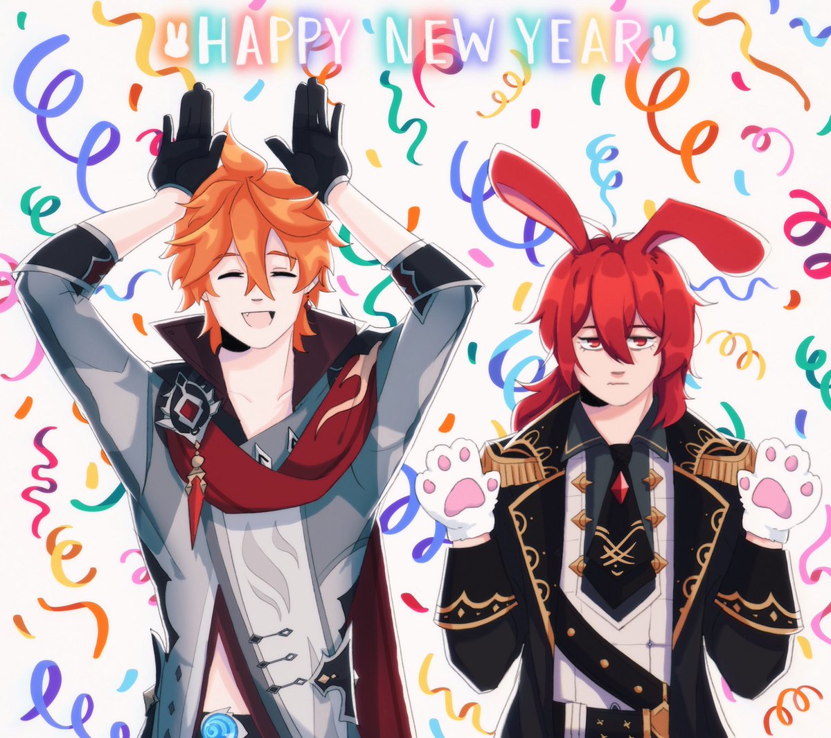 dsmvi6's tweet photo. (a little late but) HAPPY NEW YEAR!! 🐰 

#GenshinImpact #chiluc https://t.co/X99EKGz0AJ