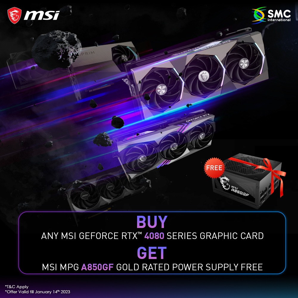 SMCIntOfficial's tweet image. Let begin this New Year with a new Offer.

Buy Any MSI GeForce RTX 4080 Series Graphic Card and Get MSI MPG A850GF Gold Rated Power Supply absolutely Free.

Buy Now @ zcu.io/zv8b 

&amp;lt;&amp;lt;&amp;lt;&amp;lt;&amp;lt;&amp;lt;HURRY UP&amp;gt;&amp;gt;&amp;gt;&amp;gt;&amp;gt;
Offer Valid Till 14th Jan 2023