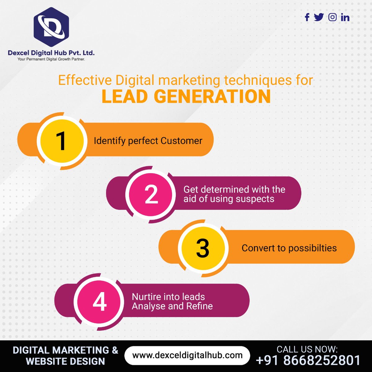 Without leads, you can’t generate sales and, ultimately, you can’t make money. 
#branding #brand #brandidentity #businessprofile #leadgeneration #leads #nurturingleads #websitedesign #webdevelopment  #marketingstrategy #advertisingandmarketing #engagement #qualitycontent