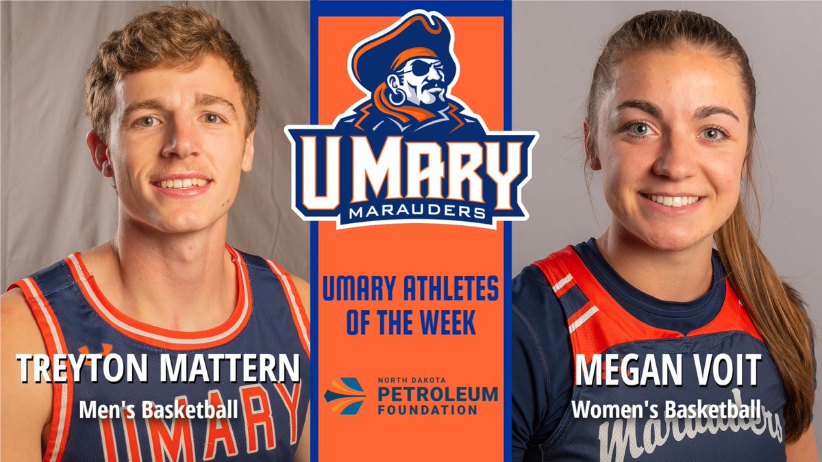 This week’s North Dakota Petroleum Foundation UMary Athletes of the Week are Treyton Mattern from <a href="/UMaryMensBball/">UMary Men's Basketball</a> and Megan Voit from <a href="/UMaryWomenBball/">UMary Women’s Basketball</a> | Congratulations! 

#HooksUp #LifeatMary