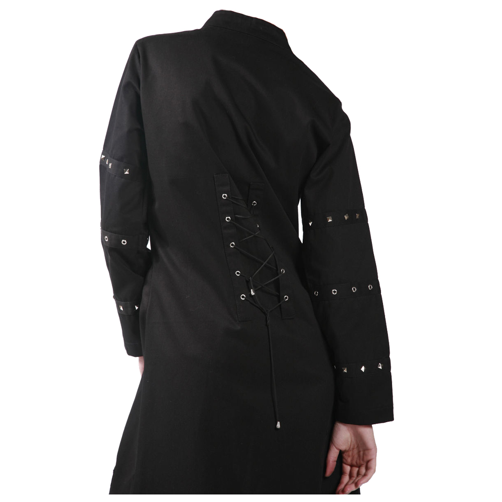 Women Gothic Zipper Black Goth Autumn Stud Long Coat Buy More Women Gothic Coats here. #womengothiccoats #gothcoats #gothicleathercoat #usa #canada #FreeShipping thedarkattitude.com/women-long-got…