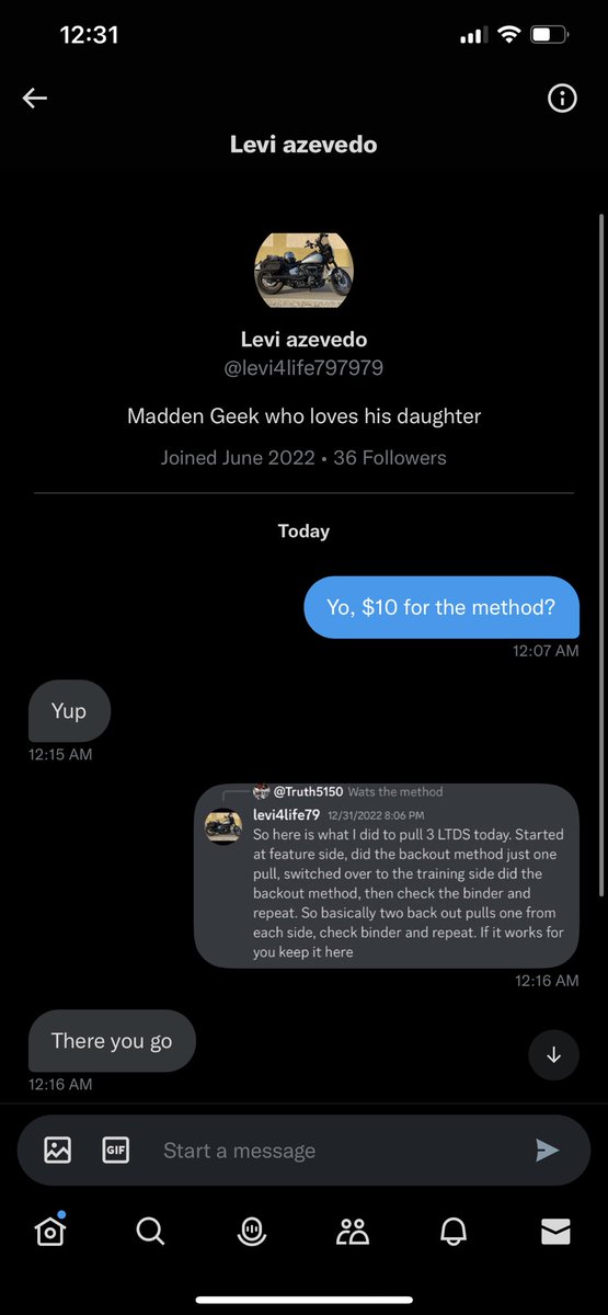 Don’t pay $10 to be told how to roll TVP

It’s sad to see ppl actually falling for this

This isn’t a real method. It’s all luck based.

Don’t be an idiot

Attached is Levi acknowledging that’s the method🤧