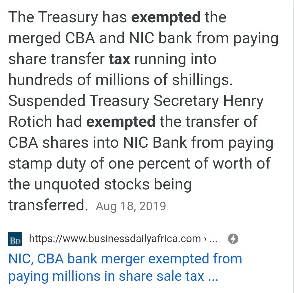 RyanHatari's tweet photo. It was during president Uhuru's tenure that this happened. Not surprised. Also, if that's just from NCBA, and in one year, you can imagine the cumulative wealth gained for the last 10 yrs from their other businesses. https://t.co/VPEZgFdrhz