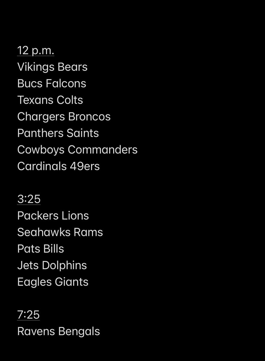 Cowboys_Spurz's tweet photo. My proposed NFL schedule for week 18 @NFL This is of course assuming Bengals lose Monday Night. LMK if this has any holes #NFL #Flex #schedule #Flexschedule #snf #week18 #cowboys https://t.co/tMGBQh1c1F