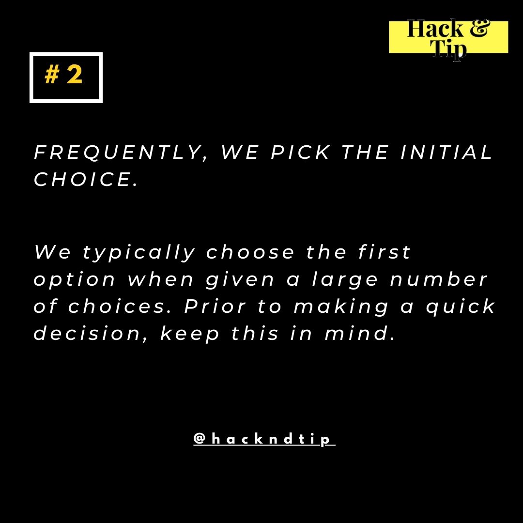 hackndtip's tweet image. Decision-making facts 🔥
Follow @hackndtip for more easy and handy tips 😊
.
.
#facts #factsdaily #tipsandtricks #lifehacks #health #decisión #mindset #success #entrepreneur #business #mentalhealth #psychology #finance #money #tips #newyear #newyeareve