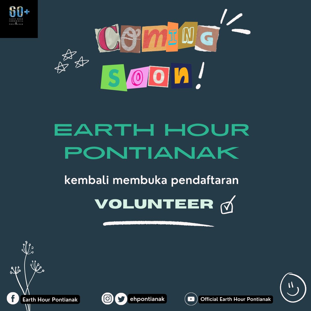EHPontianak's tweet photo. [COMING SOON]

Halo, Sobat EH! 

Diawal tahun 2023 ada kabar gembira nih untuk Sobat EH Pontianak! Pada awal Januari 2023 ini, Earth Hour Pontianak akan membuka pendaftaran volunteer, lho! 

Maka dari itu tungguin, ya, untuk informasi selanjutnya mengenai pendaftaran volunteer😉 https://t.co/CY0jFBIfbi