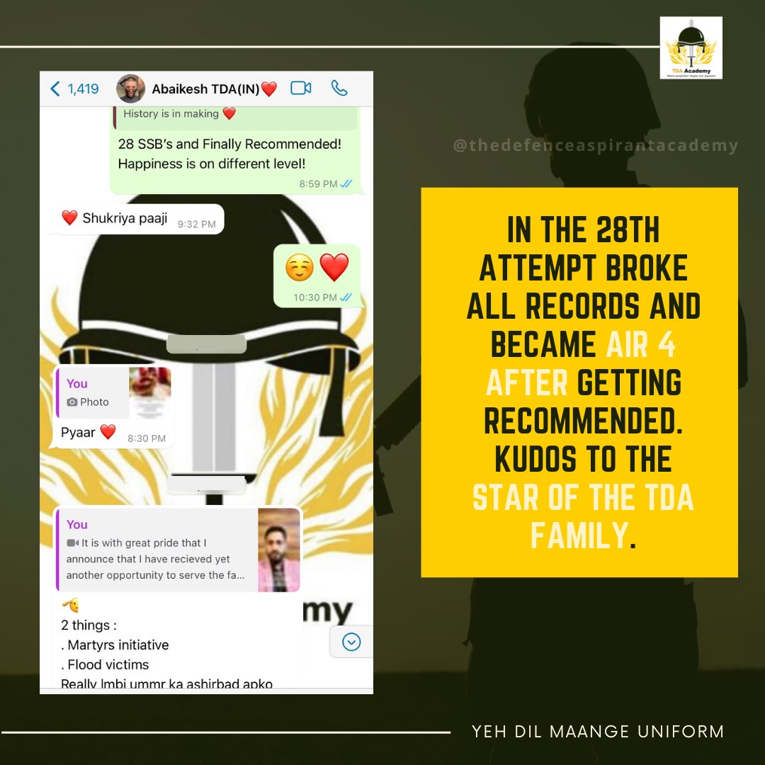 AcademyTDA's tweet photo. Gird up his loins..started again.. failure in 27 th attempt as well..worked harder.. Recommended in 28th attemp❤️
All the best for upcoming hustles brother❤️
So proud!
Jai Hind🇮🇳
@Tiny_Dhillon @major_pawan @Manik_M_Jolly @rachnabisht9 @37VManhas @abhi_official27 
@megirish2001 https://t.co/uoZIMEKnEC