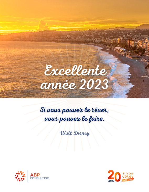 ABP_Consulting's tweet photo. 🥂 Toute l'équipe ABP Consulting vous présente ses meilleurs vœux pour 2023 🌟 https://t.co/gOxCPy0aSR