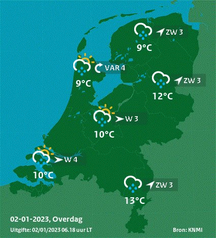 Goedemorgen! Het is 7 uur. Hier is de verwachting voor vandaag (van het KNMI)!