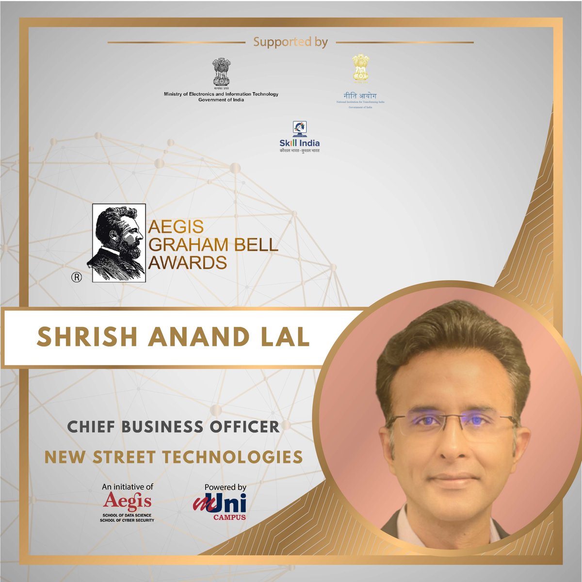 AegisGrahamBell's tweet photo. Meet the Innovator Srish Anand Lal who represented 
@New_Street_Tech in Aegis Graham Bell Awards Jury Presentations.
We wish you the best with the result.

#AGBA #AGBAInnovations #AGBAJuryRound #tech #india #ai #innovation #entrepreneurship #technology #startups #startupsindia https://t.co/cIzQRgRfVa