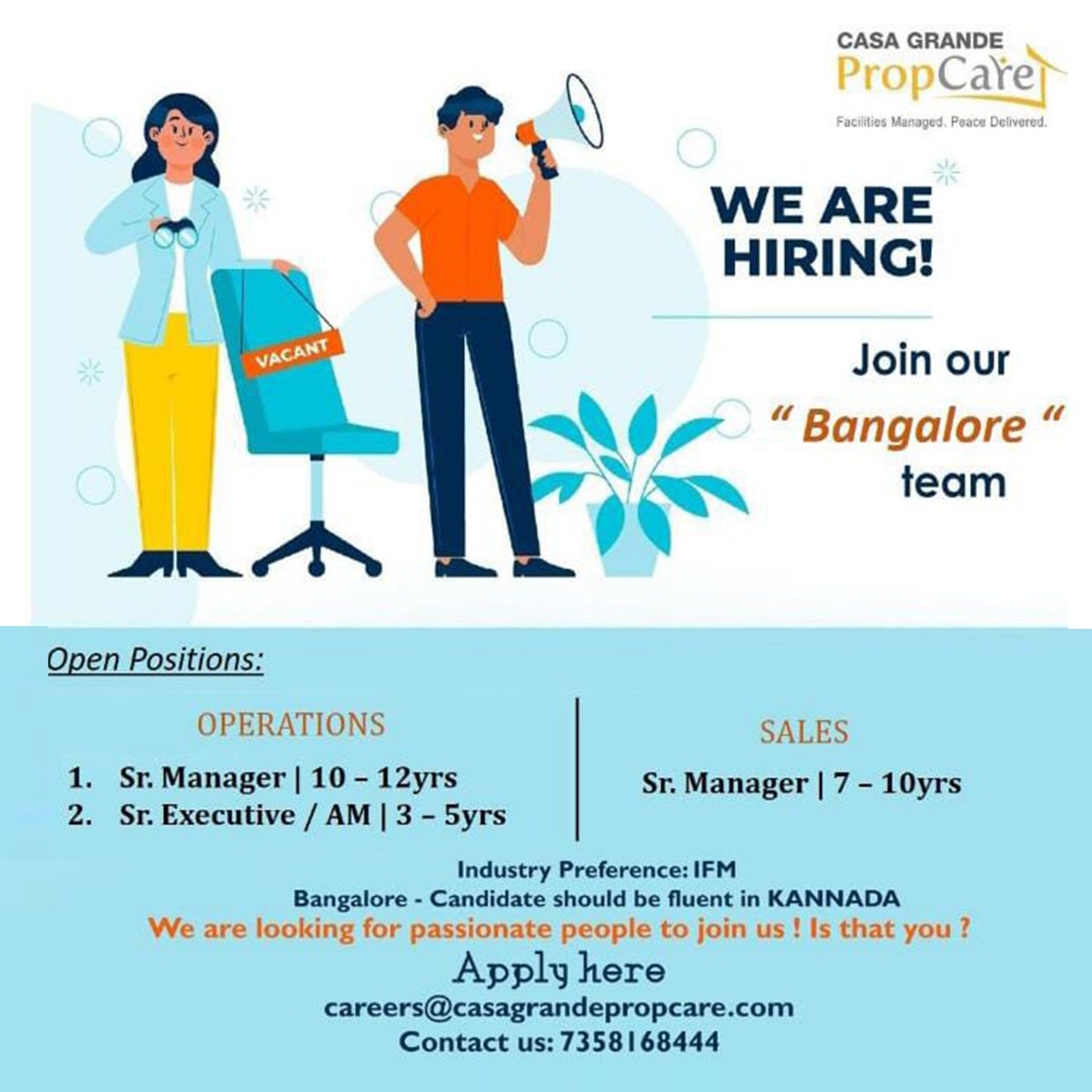 We're HIRING! 
Apply right away if you meet the above requirements, and we'll get in touch with you.
⁣⁣⁣#PropCare #HIRING #HospitalityIndustry #hospitalityjobs #hospitalityart #hospitalitymarketing #hospitalitystaff #hospitalityexperts #hiring #wearehiring