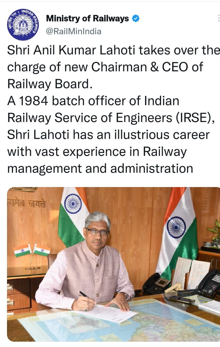 Many many congratulations to our new Chairman &amp; CEO Railway Board.

Railway Subordinate Engineers expect the justice.