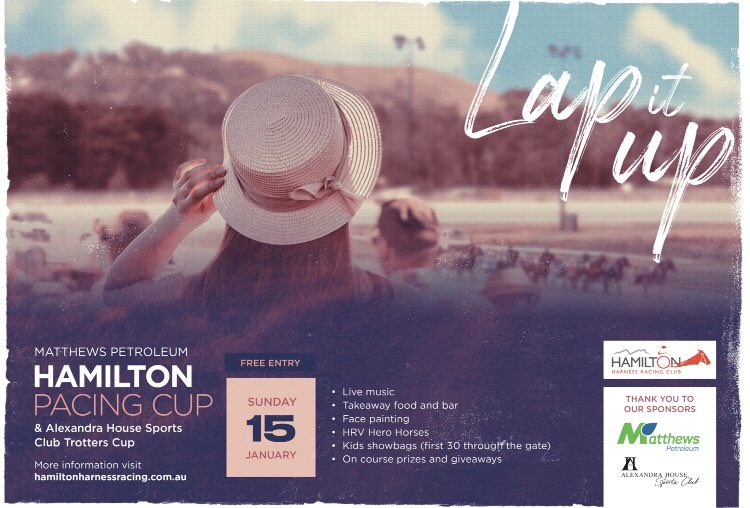 Hamilton Pacing Cup Day! Sunday 15th January!!