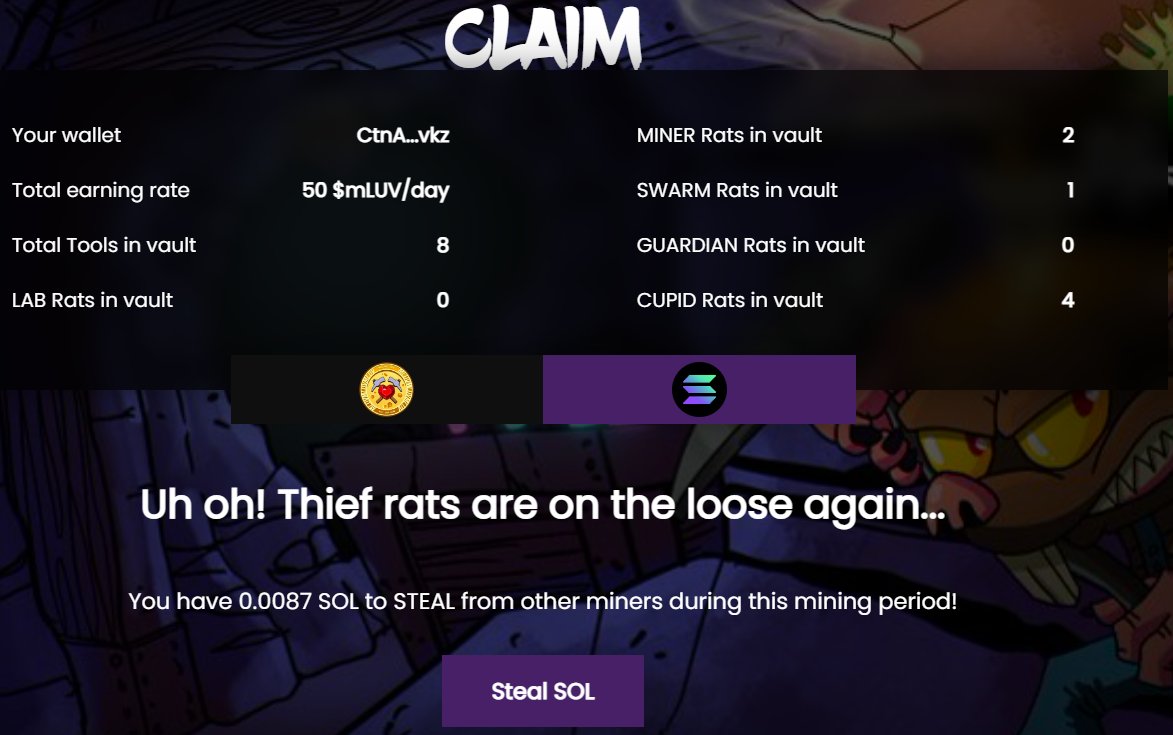 ExaltedSol's tweet photo. @MutantMinerRats finished their PoV and has delivered IMO one of the best gamified MINING (not just staking) experiences #NFT / #Crypto.
I already claimed the weekly share - but I have spoils to steal yet from snoozing miners!
#WelcomeToTheSwarm
#WelcomeToClaimWeek https://t.co/s7xTTcFmqq