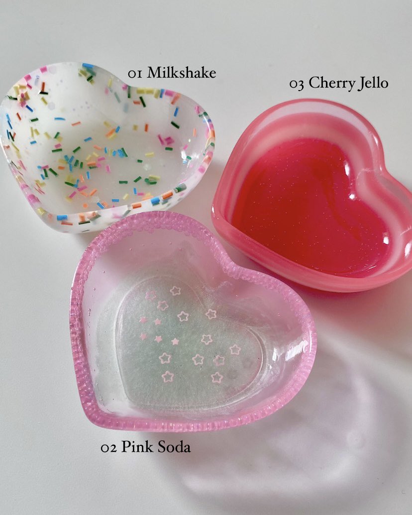 After a long hiatus we’re happy to announce that we’re back and will be and active again real soon. Here’s the first and quick reveal of what we’ve been working on: a heart dish in 3 colours; 01 Milkshake, 02 Pink Soda, and 03 Cherry Jello พร้อมส่งเร็วๆ นี้ค่า🤍🫶🏻