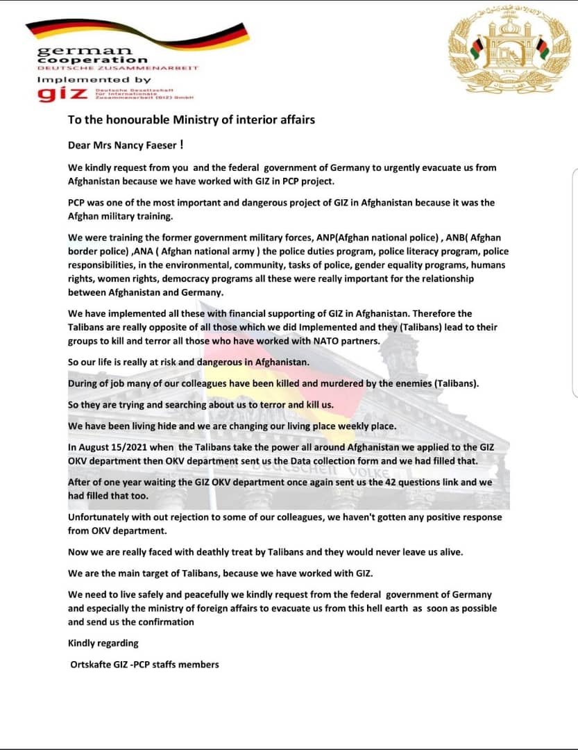 Anwar37264638's tweet photo. @anked @Linksfraktion @C_AB_ A letter to the honorable parliament members of Germany
We kindly request from the
 federal Germany parliament members to read the text image carefully ,
We are really face with death threats in 🇦🇫 https://t.co/4KGCvw5s4b