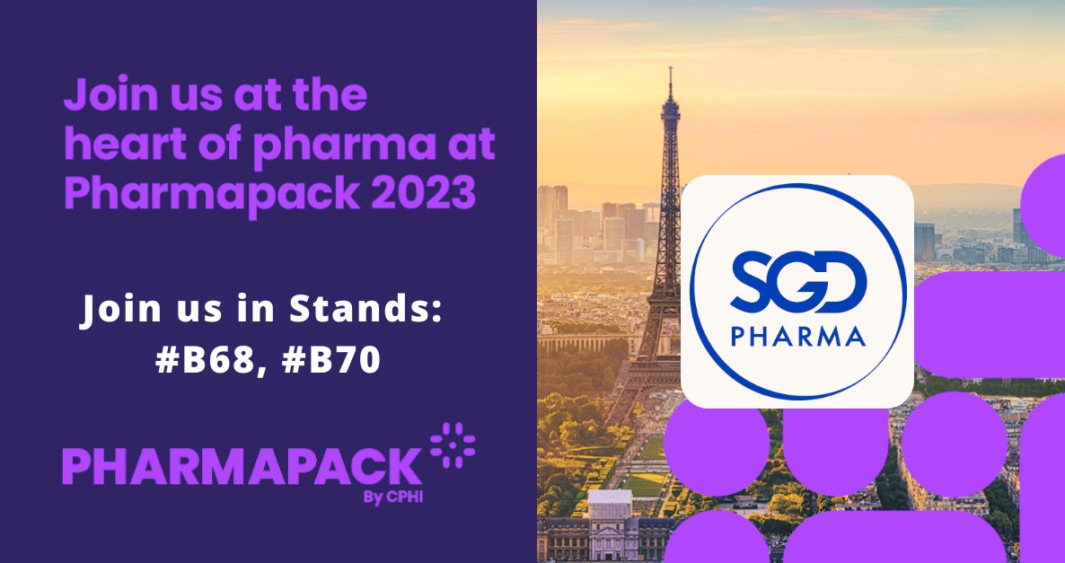 We are very excited to inform you that we will be exhibiting at @PharmapackEu 2023!

📅 Join us from 1st and 2nd of February 
📍 Paris Expo Porte de Versailles – Hall 7.2
👉 Stands B68 & B70

Free tickets here ➡️ bit.ly/3Kd9tye

#pharmapack2023 #sgdpharma #invitations