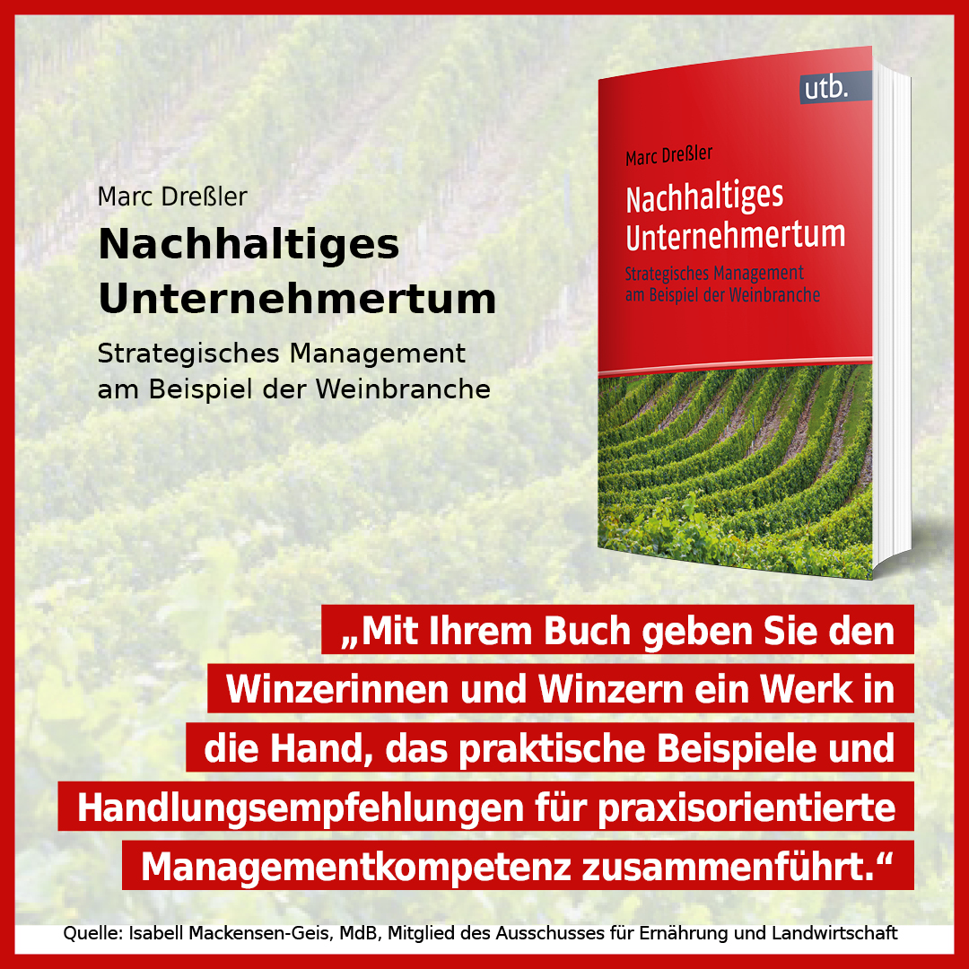 Herzlichen Glückwunsch zu dieser Rezension in Form eines Schreibens von Isabell Mackensen-Geis, MdB, an unseren Autor Prof. Marc Dreßler vom <a href="/wein_campus/">Weincampus</a> zu seinem Buch "Nachhaltiges Unternehmertum":
narr.de/nachhaltiges-u…

<a href="/utb_stuttgart/">UTB Verlag</a> #uvkverlag #Nachhaltigkeit #Weinbranche